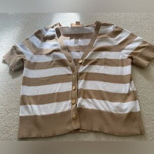 Michael Kors Tan and White Knit Cardigan